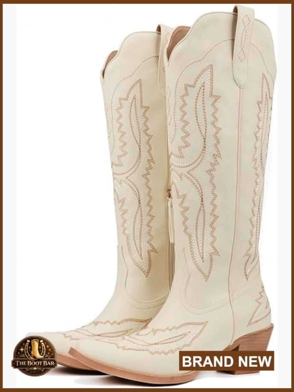 Knee High Cowboy Boots Pointed Toe Chunky Heel Western Boots Tall Boots